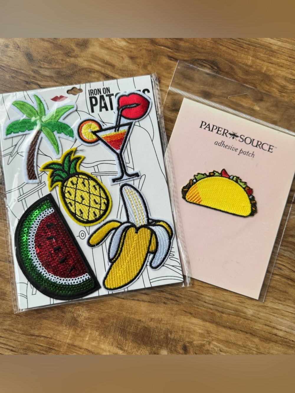 🖤5/$20 Yellow Taco & Tropical Iron-On Patch Set